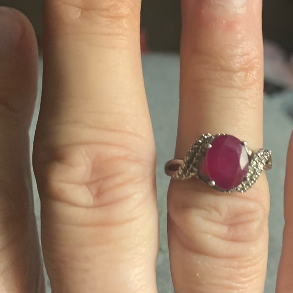 Genuine Niassa ruby sterling silver w diamond accents - Picture 6 of 8